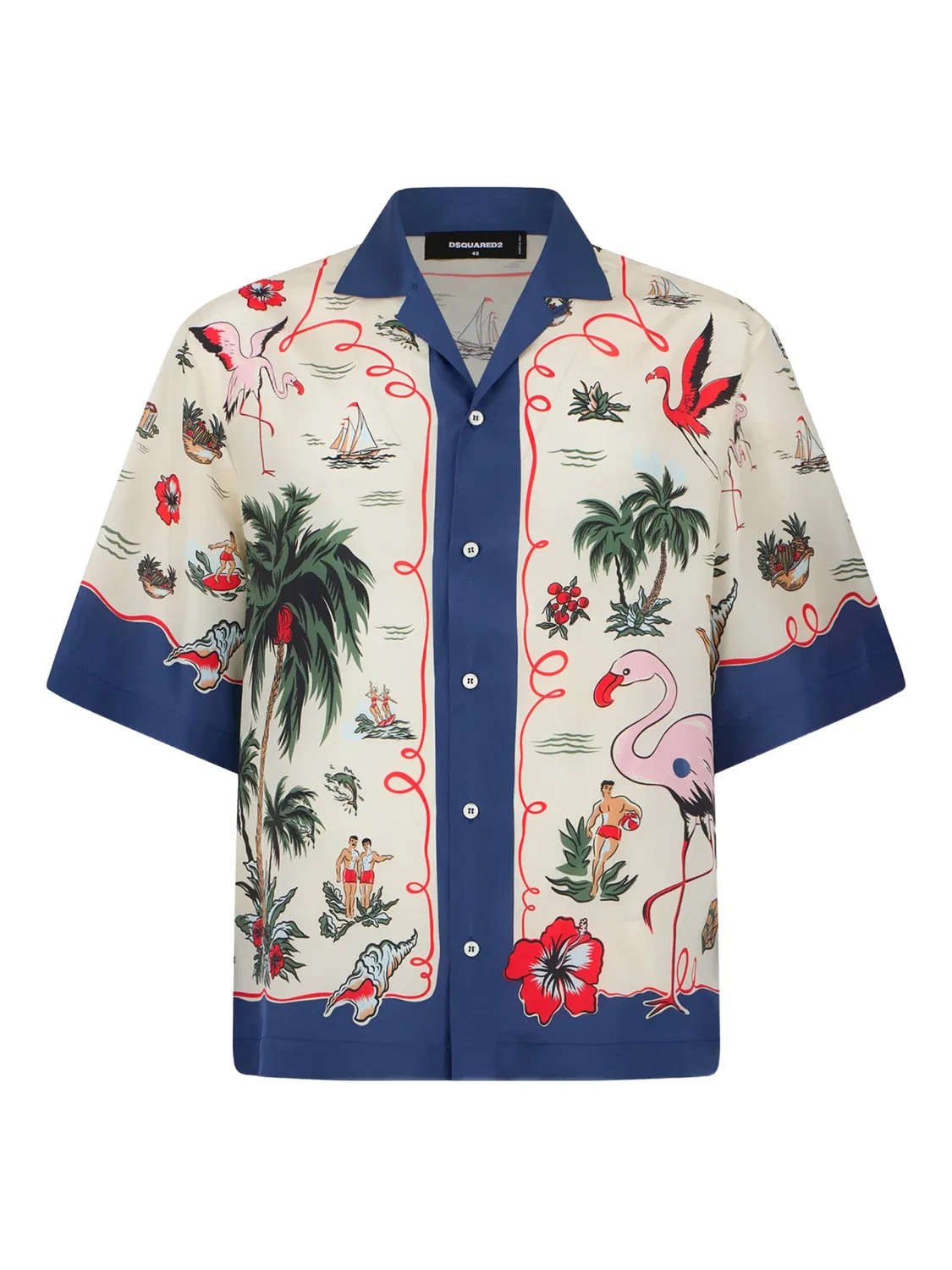 Рубашка с Aloha‑принтом DSQUARED2, нейтральные