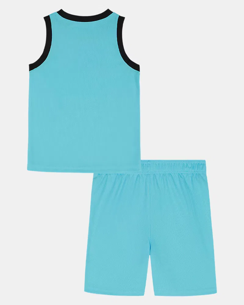 Комплект для мальчиков быстросохнущий, из майки и шорт UA Basketball Jersey UnderArmour, Fresco Blue/Black — фото 3