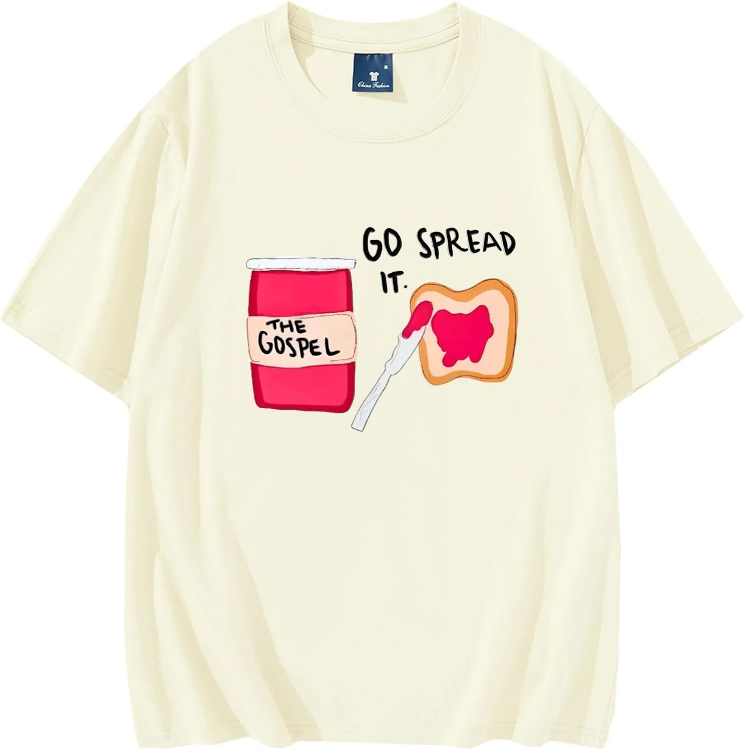 Мужская футболка свободного кроя с надписью Go Spread It, Creamy Yellow