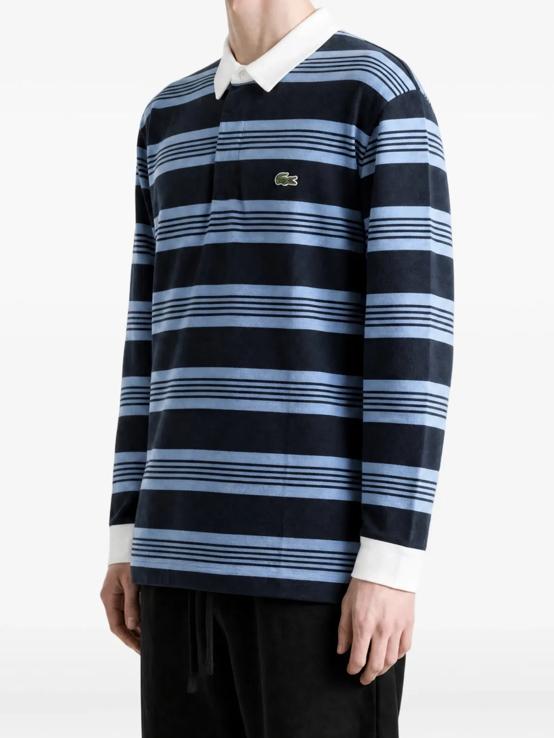 Полосатая рубашка поло с длинными рукавами Lacoste, синий — фото 3