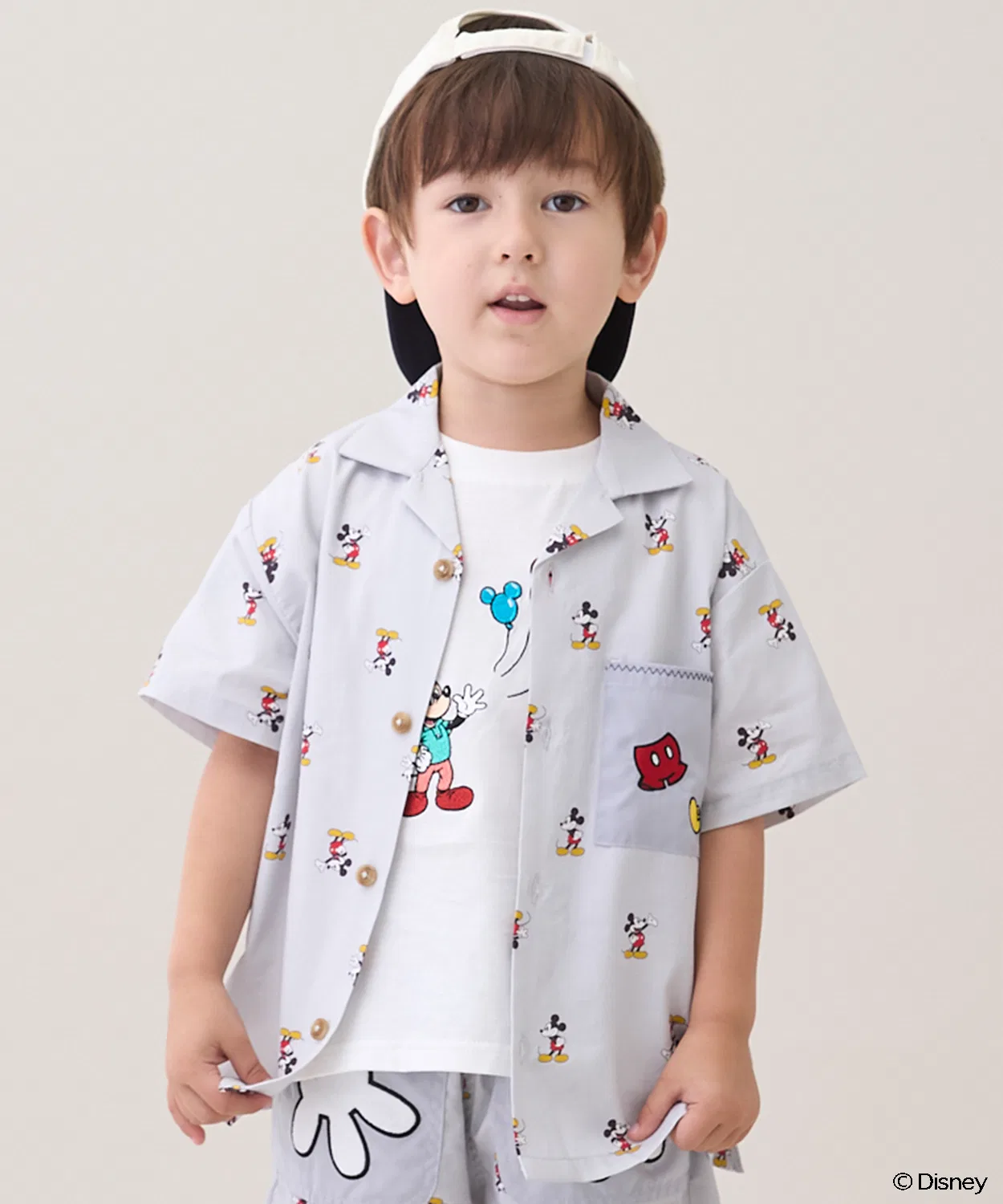 Детская рубашка с коротким рукавом с принтом Mickey Mouse Light Grey petit main