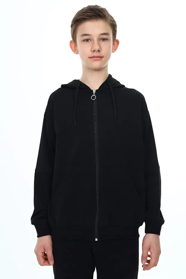 Детский кардиган для мальчиков с капюшоном Cansın Mini, Black — фото 4