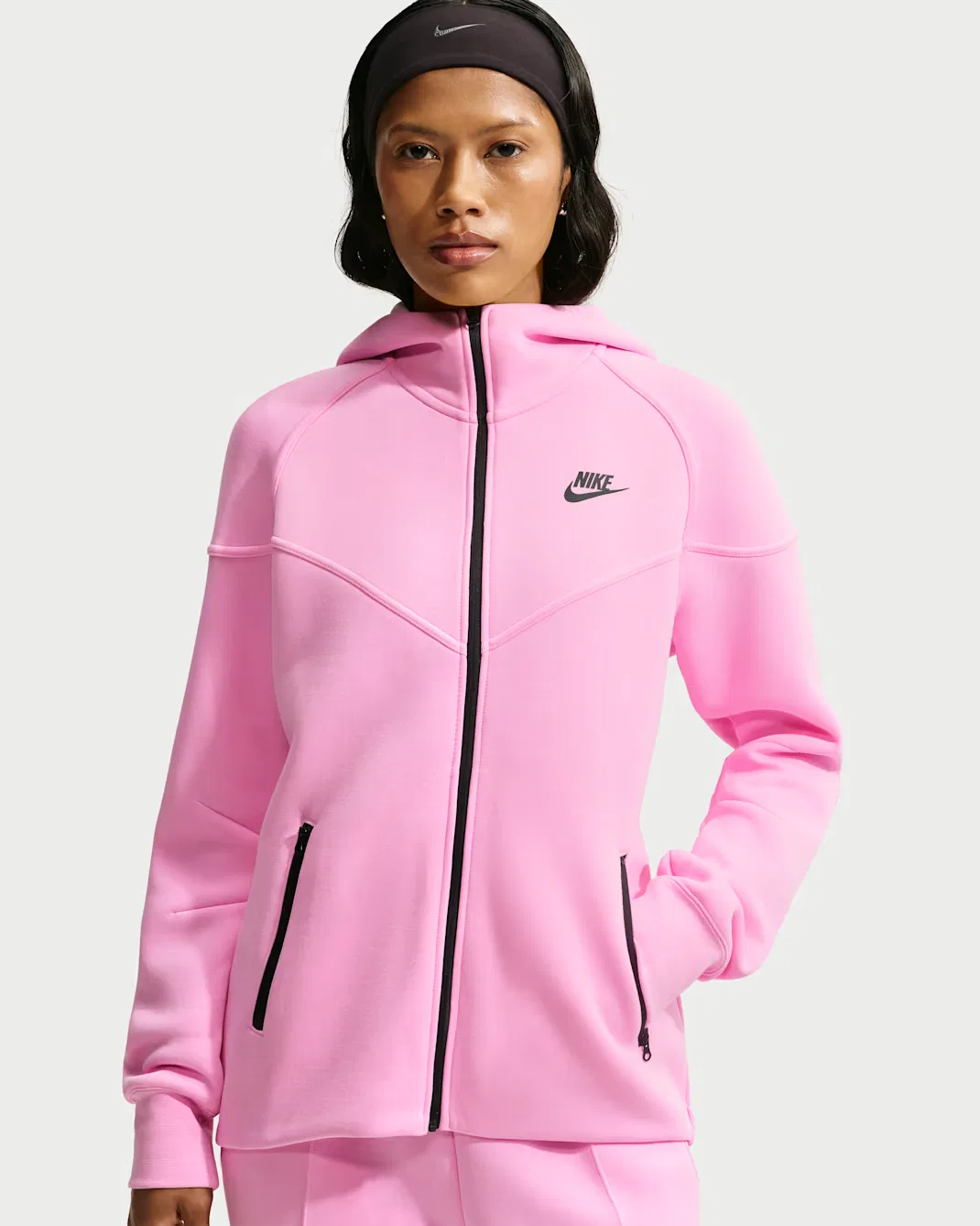 Женская толстовка на молнии Nike Sportswear Tech Fleece Windrunner, Pink Rise/Black