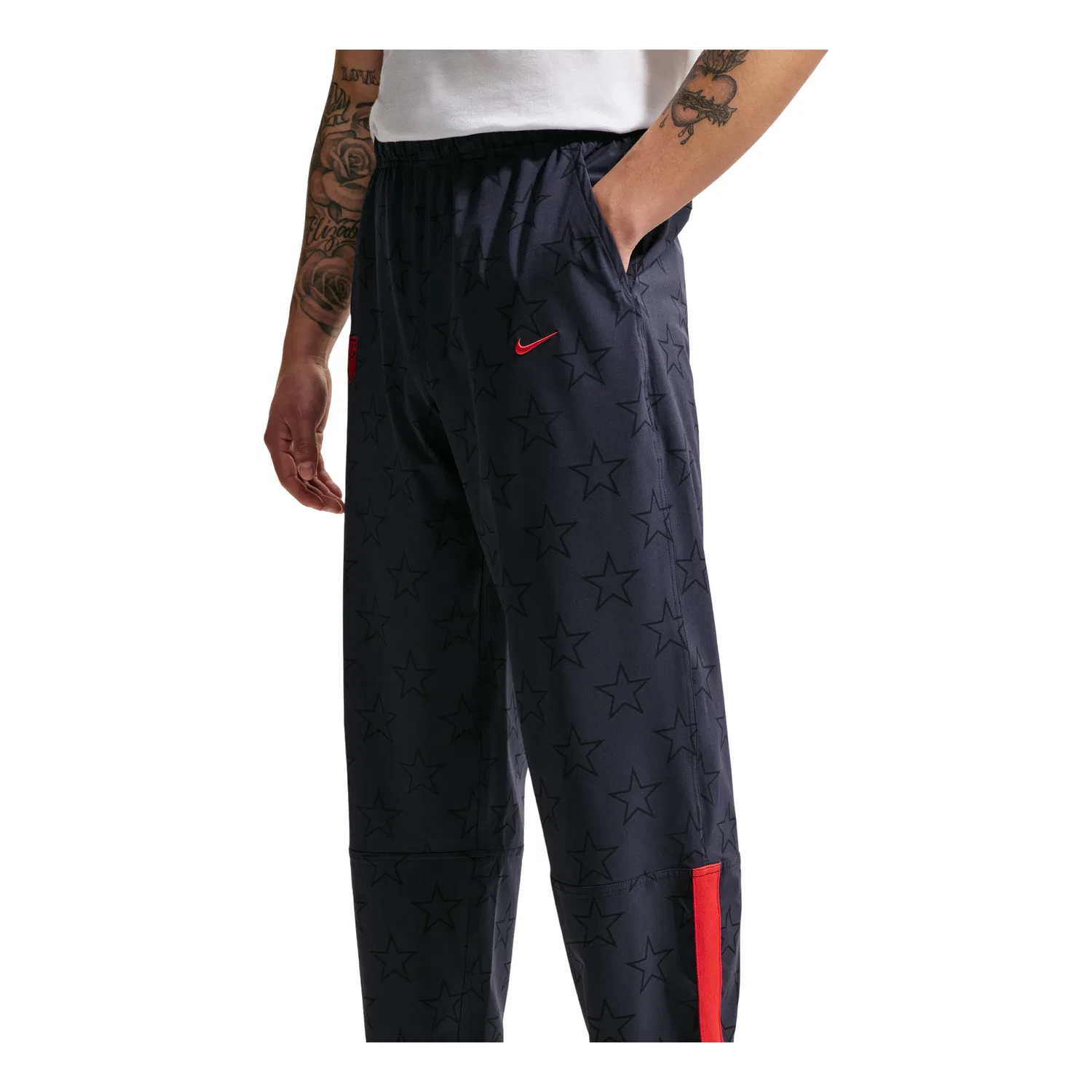 Мужские штаны из футера с принтом Nike USMNT Energy Dri-FIT Woven Pants Dark Obsidian University Red, синий