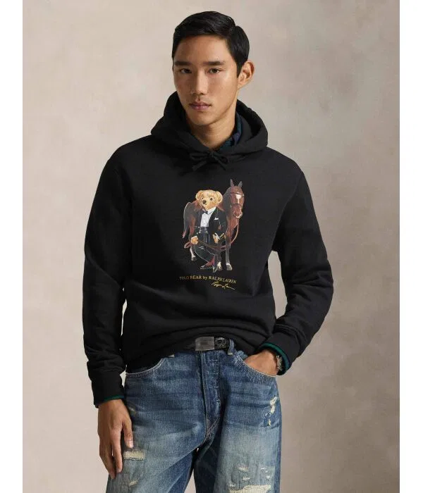Мужская футерная фуфайка с капюшоном Polo Ralph Lauren, черный