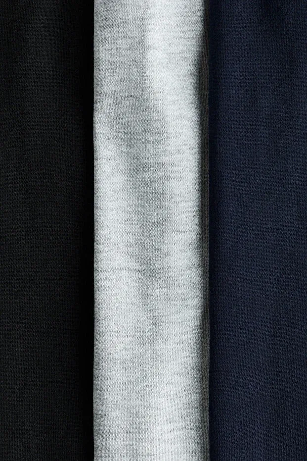 Детские спортивные штаны для мальчиков хлопковые 3 шт H&M, Black/Gray-Speckled/Navy Blue — фото 2
