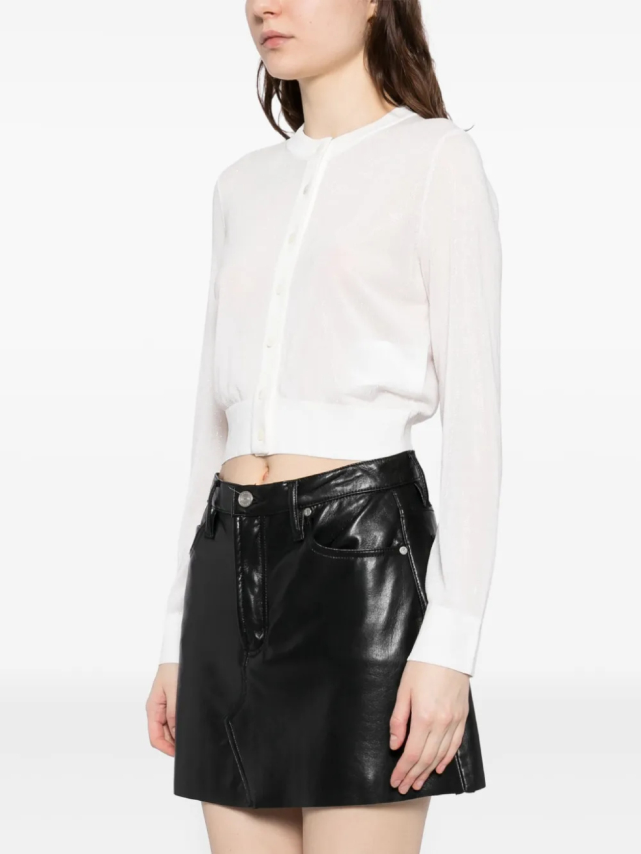Укороченный топ Alexander Wang, украшенный кристаллами, белый — фото 3
