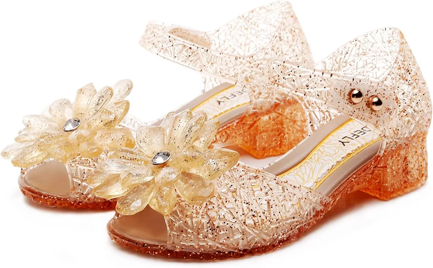 Детские туфли-балетки для девочек Flower Pairing с блестками TANDEFLY, Crystal Gold