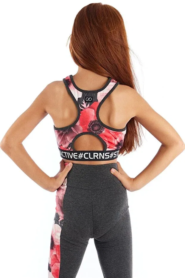 Детская майка для девочек с принтом Larisa flower patterned, Colorinas, Anthracite Melange