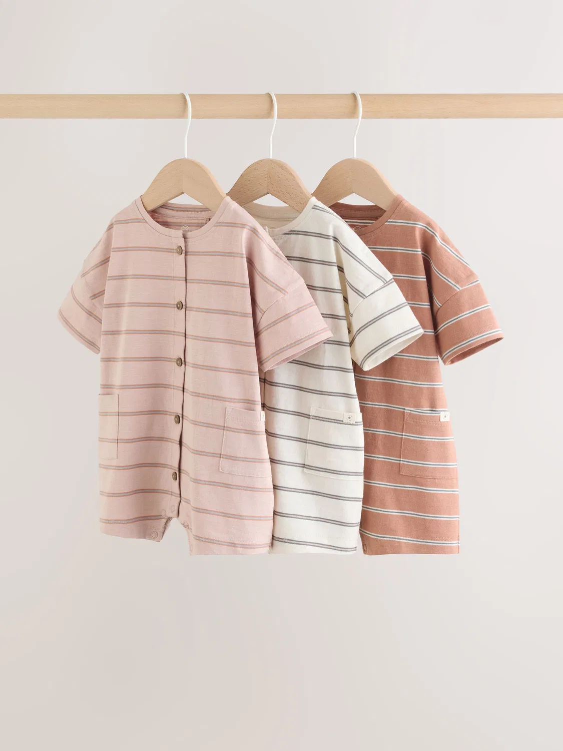 Ромперы 3 шт., Neutral Stripe Next, нейтральная полоска