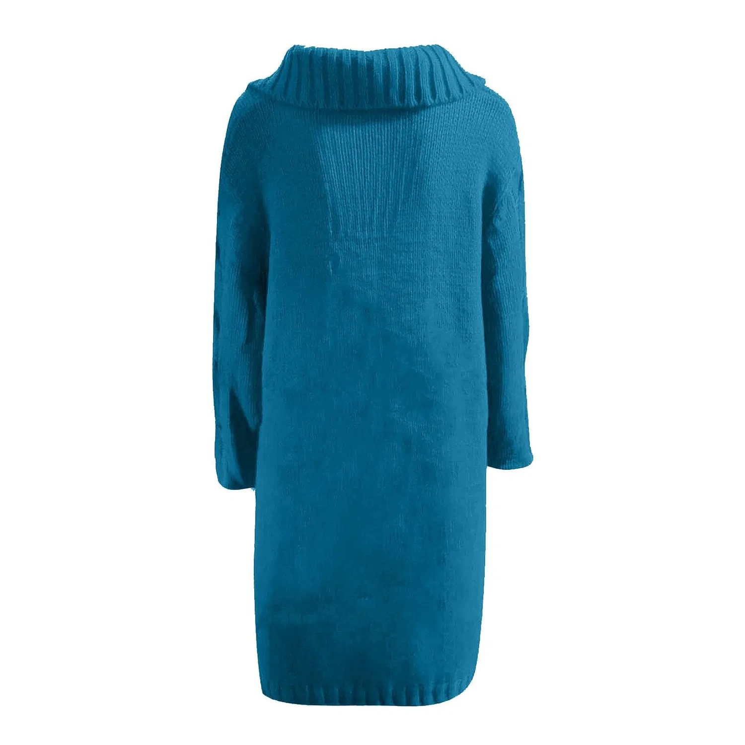 Женский кардиган с пуговицами из объемной вязки, Oversized Long Solid Color Stand Collar Casual Jackets, Blue Sky — фото 3