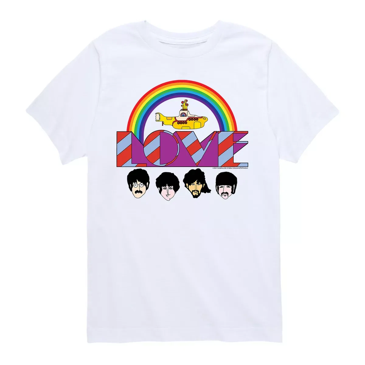 Детская футболка с принтом The Beatles Yellow Submarine Rainbow, The Beatles, White