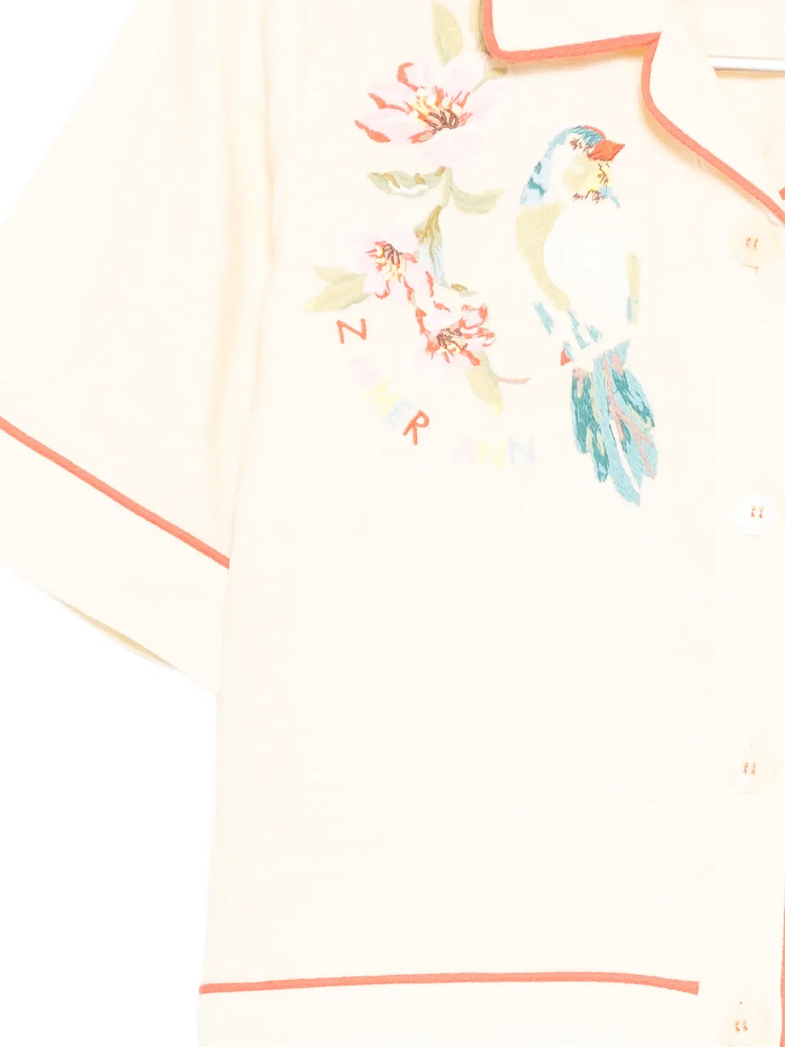 Рубашка с вышивкой Zimmermann Kids, нейтральные цвета — фото 3