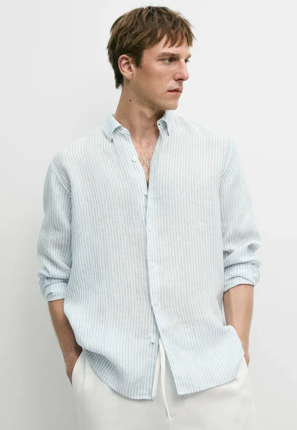 Рубашка с полосками Shirt Massimo Dutti, Light Blue, светло-голубой