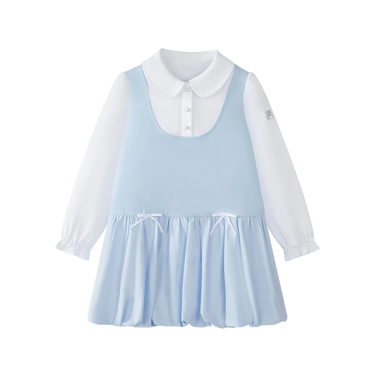 Детское платье для девочек с отложным воротником, короткое, Sky Clear Blue, FILA KIDS — фото 3