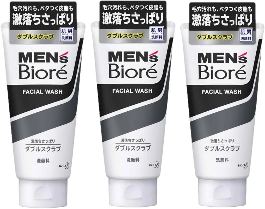 Набор скрабов для лица Biore Double Scrub, 3 шт., 130 г, черный и белый