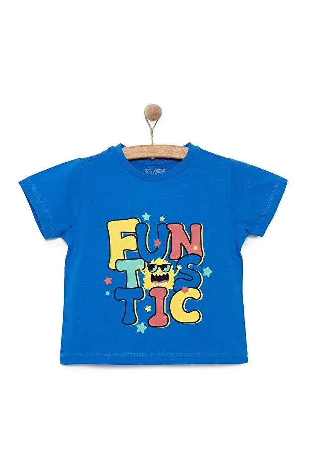 Детская футболка для мальчиков с принтом Hellobaby basic men's text printed Ebebek Hello Baby, Blue — фото 3