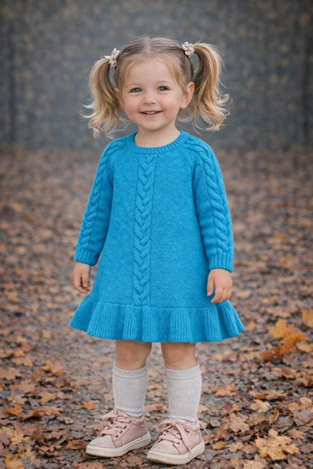 Детское платье для девочек с длинным рукавом Kidsev, Turquoise