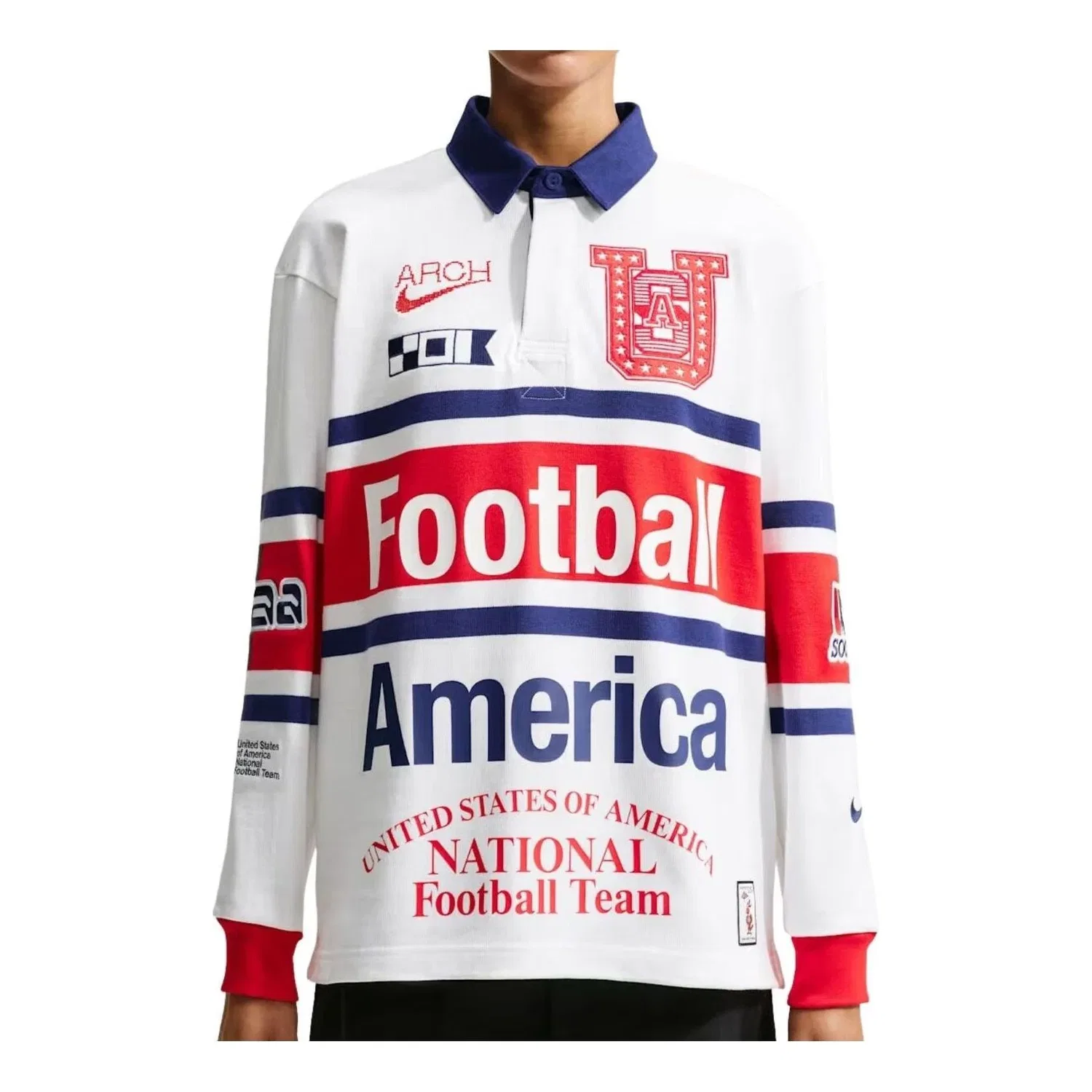 Мужское поло с длинным рукавом Nike x USA x V.A.A. Cryoshot, белый