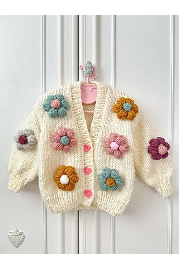 Детский кардиган ручной вязки Emakrome, Cream