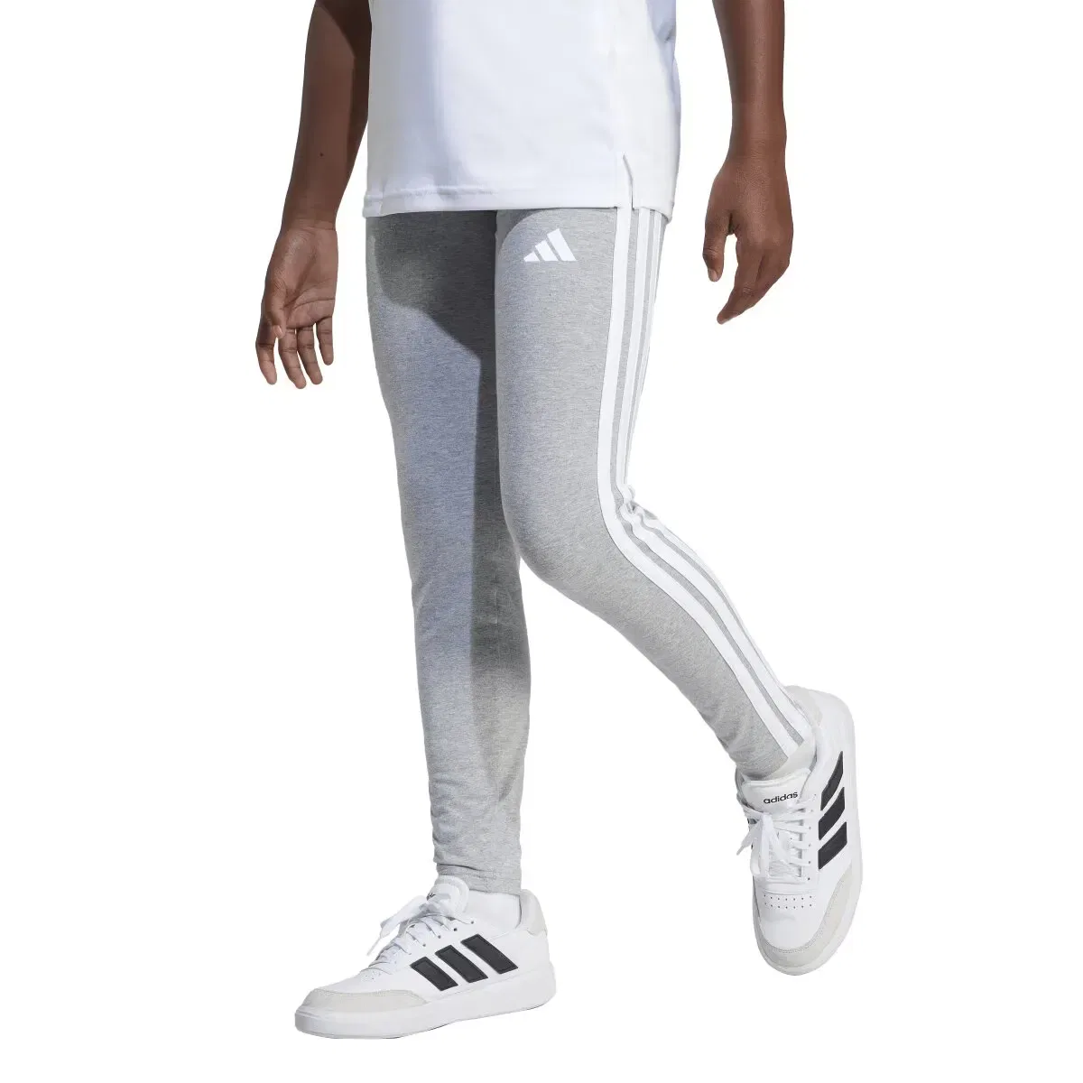Детские леггинсы для девочек хлопковые с логотипом adidas, Gris
