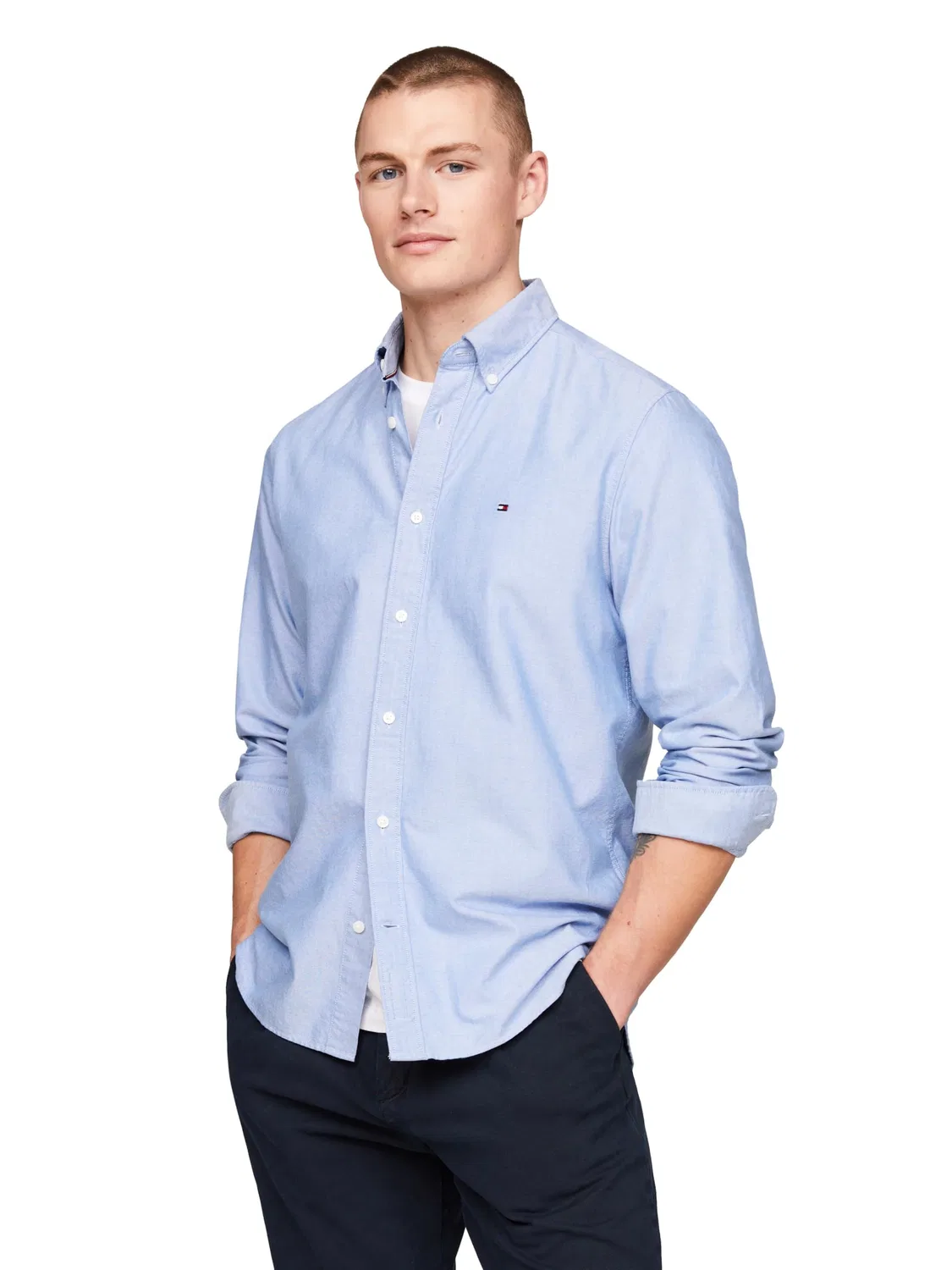 Мужская рубашка с длинным рукавом из льна Tommy Hilfiger, Blue Shirt