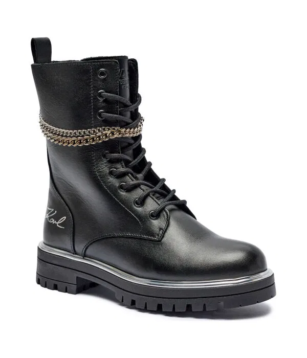 Детские сапожки из кожи Karl Lagerfeld Kids, черный