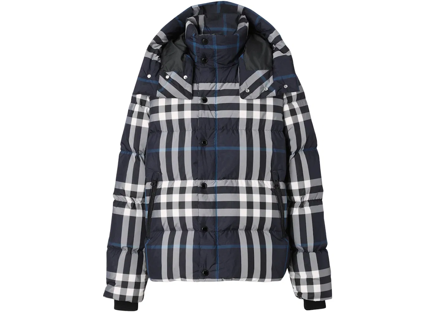 Мужская пуховая куртка с капюшоном Night Check Burberry, White Dark Charcoal Blue