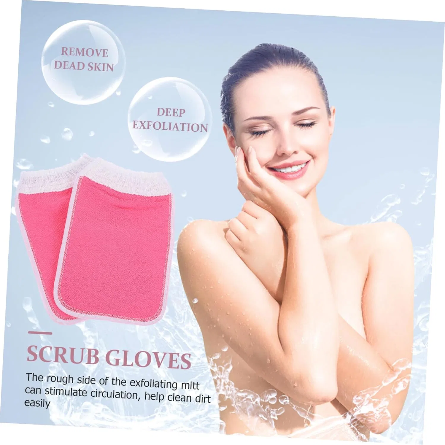 Мочалка для душа эксфолиирующая PAMINGONO, 2 шт, Pink — фото 4