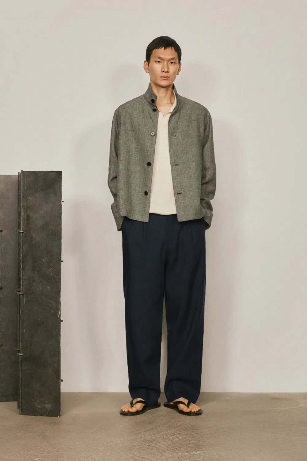 Льняная куртка-бомбер с узором «елочка» - лимитированная серия Massimo Dutti, Washed