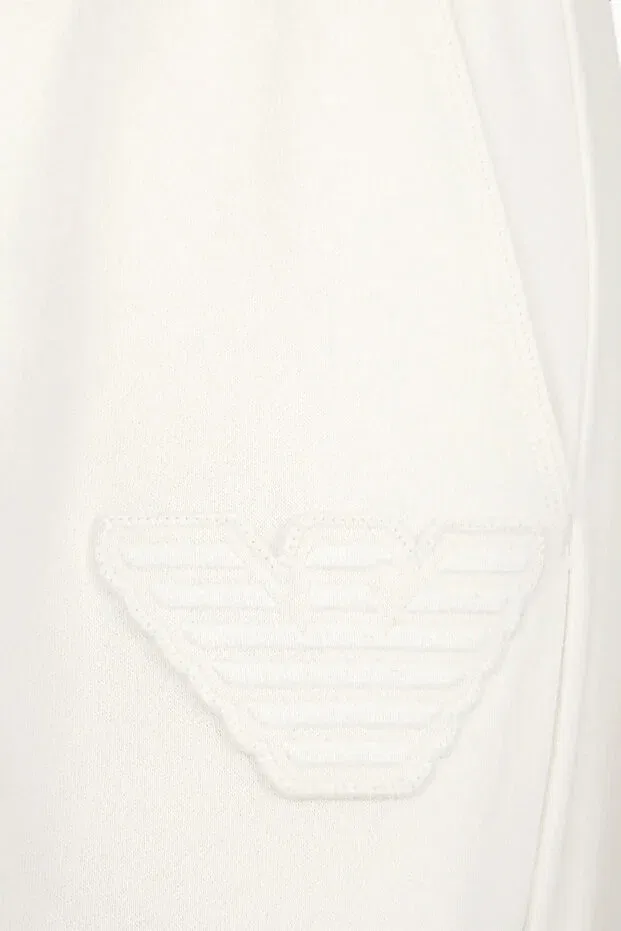 Женские брюки хлопковые джоггеры Basics Emporio Armani, Ecru — фото 3