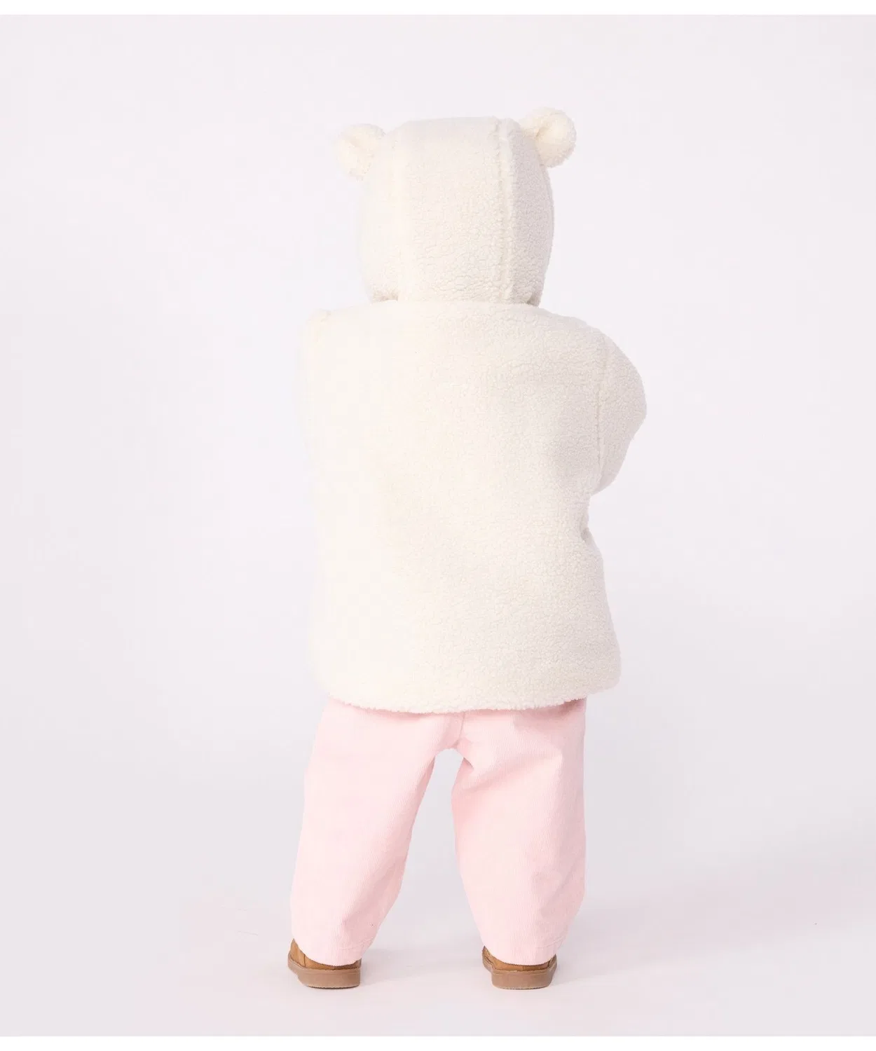 Детская куртка из флиса с капюшоном и ушками, модель с отделкой PETIT BATEAU, Off White — фото 4