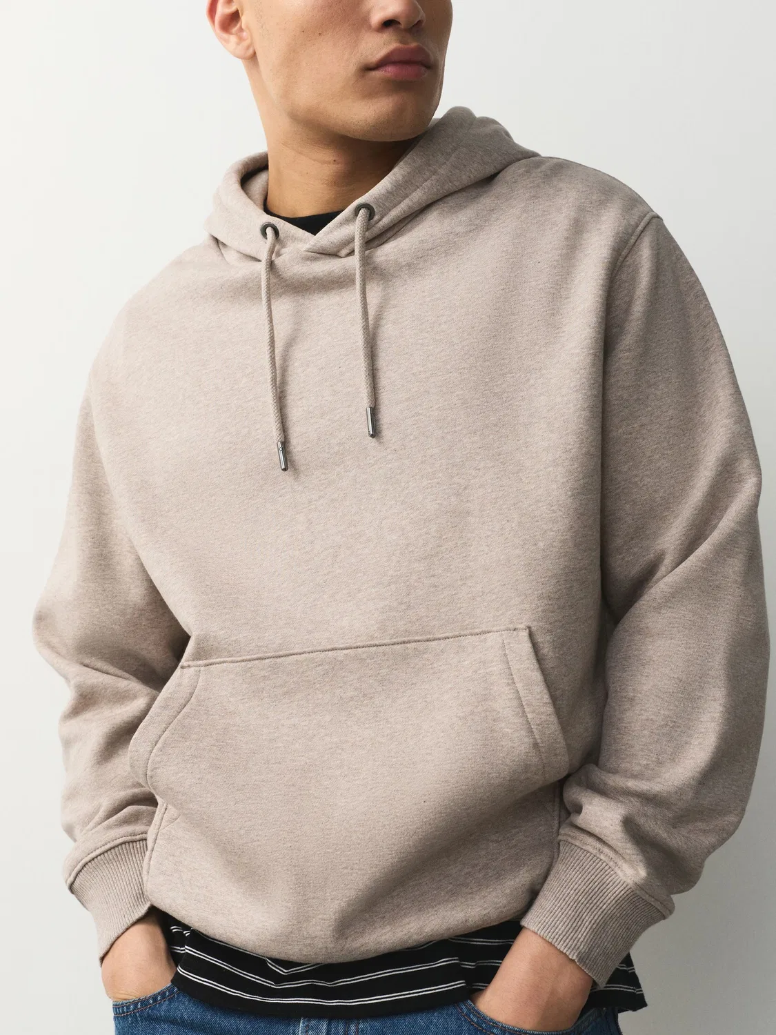 Худи Regular Fit Heavyweight Cotton Rich Jersey, Neutral Marl Next — фото 4