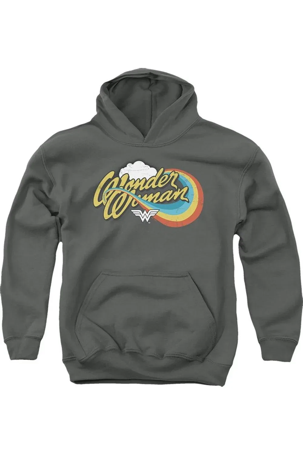 Детское худи с капюшоном Wonder Woman Rainbow Gildan, Charcoal