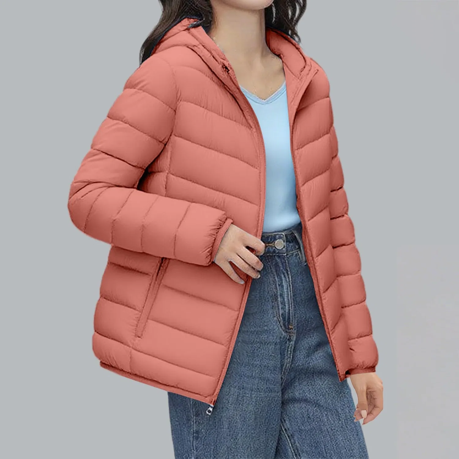 Женская куртка с капюшоном, утепленная, короткая, Colore: Rosa — фото 2