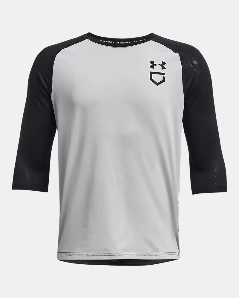 Рубашка для мальчиков с рукавом реглан ¾ и сетчатыми вставками UA Utility UnderArmour, Mod Gray Full Heather/Black