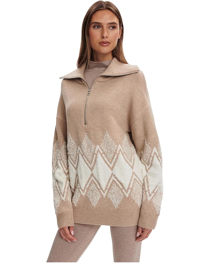 

Женский свитер Varley Betty Jacquard 1/2 Zip, Light Taupe