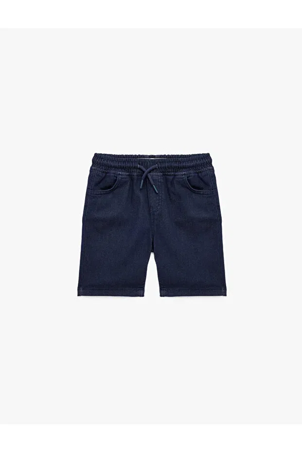 Детские шорты для мальчиков джинсовые Beli Lace-Up Elastic Slim Fit Denim Shorts Koton, Navy Blue