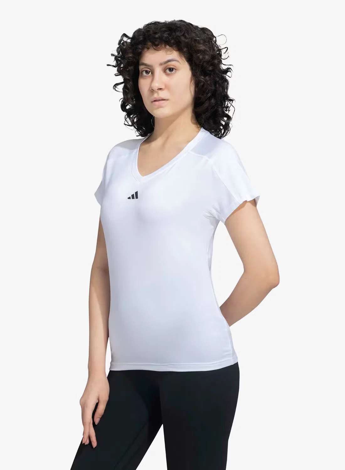 Футболка с V-образным вырезом FreeLift Adidas, белая — фото 4