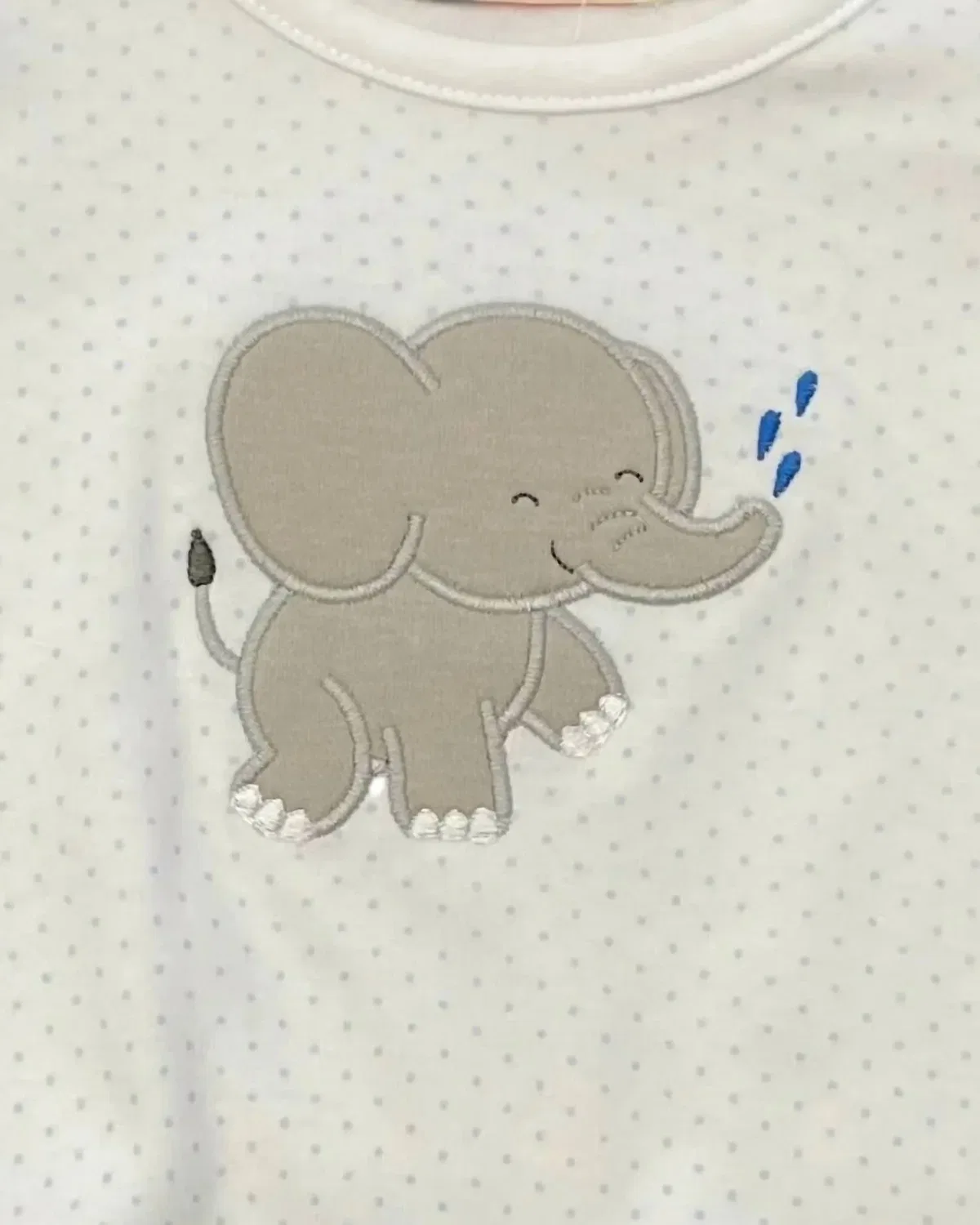 Детский боди-комбинезон с аппликацией слоненок Baby Elephant Applique Bubble Luigi Kids, White/Blue — фото 2