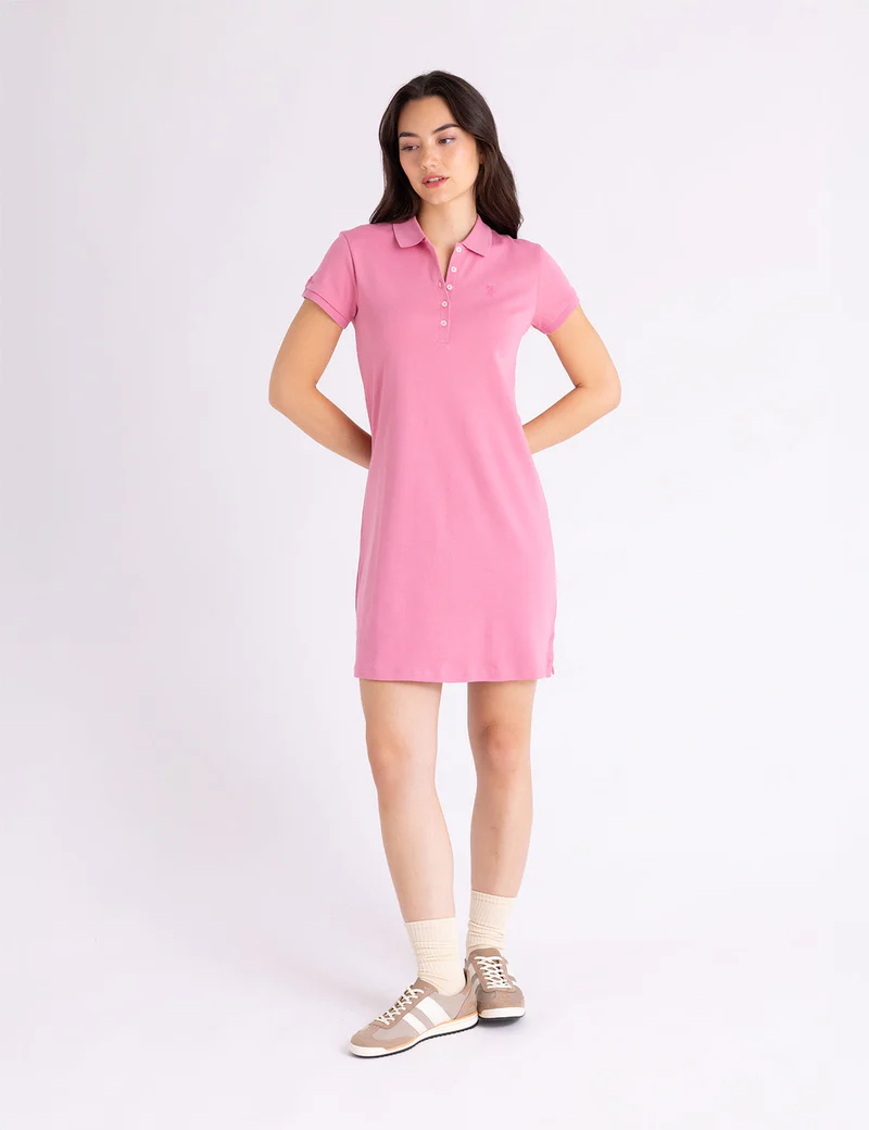 Платье-футболка U.S. Polo Assn Slim Fit Polo, розовый — фото 4