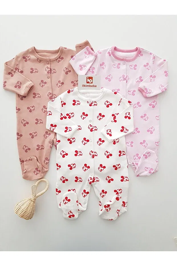 Детское боди-комбинезон из хлопка Mickey 3-piece baby romper set Ib Ilkimbebe, Multicolor