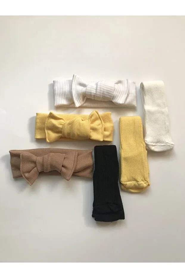 Детский комплект носков и банданы с принтом Nis Butik, Coffee-Yellow-Cream