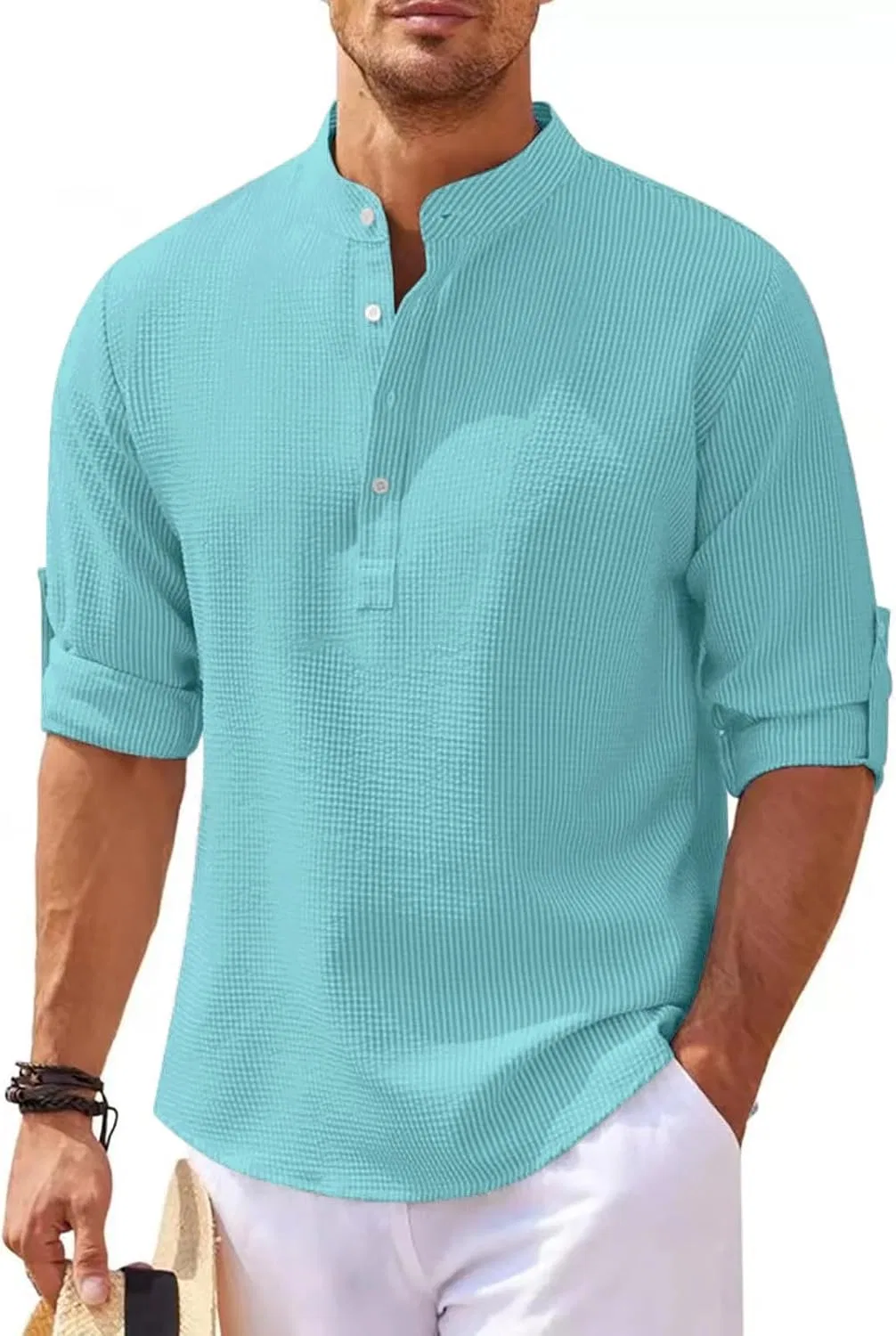 Мужская футболка с длинным рукавом дышащая оверсайз, Mint Green — фото 2