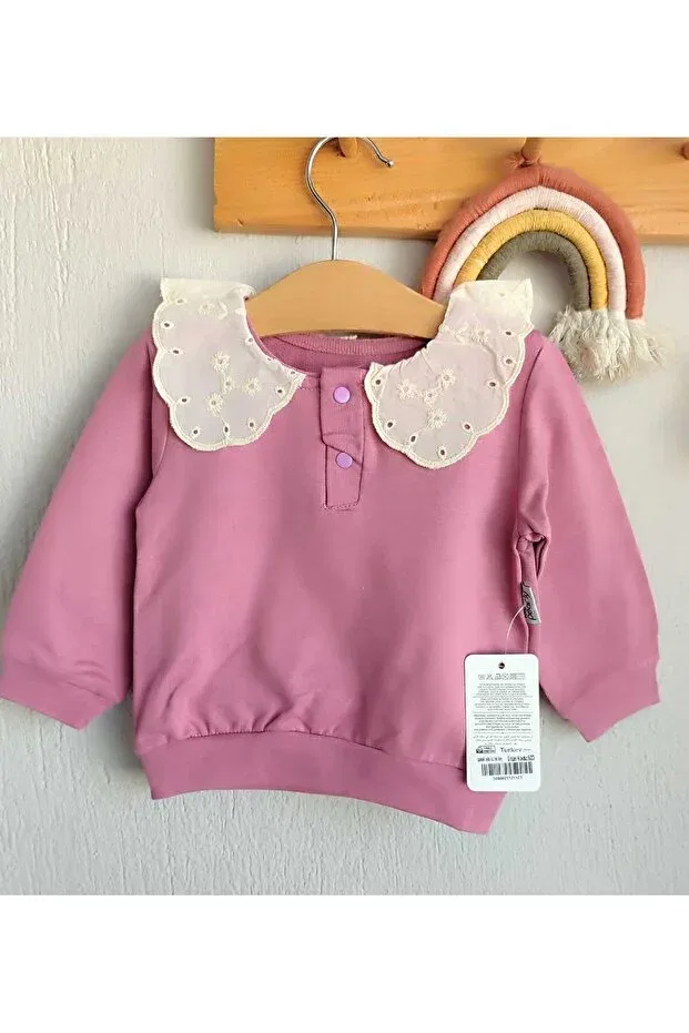 Детские свитшот для девочек с кружевным воротником Stella Kids, Roza