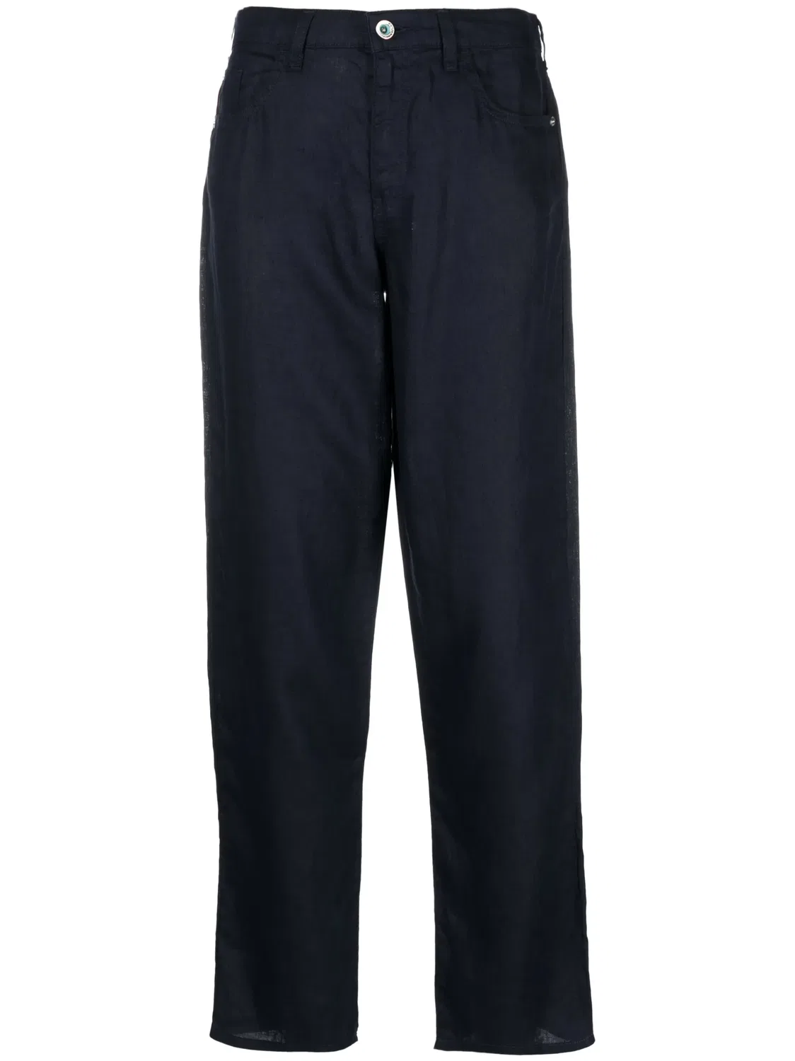 Прямые брюки из льна Emporio Armani, синий