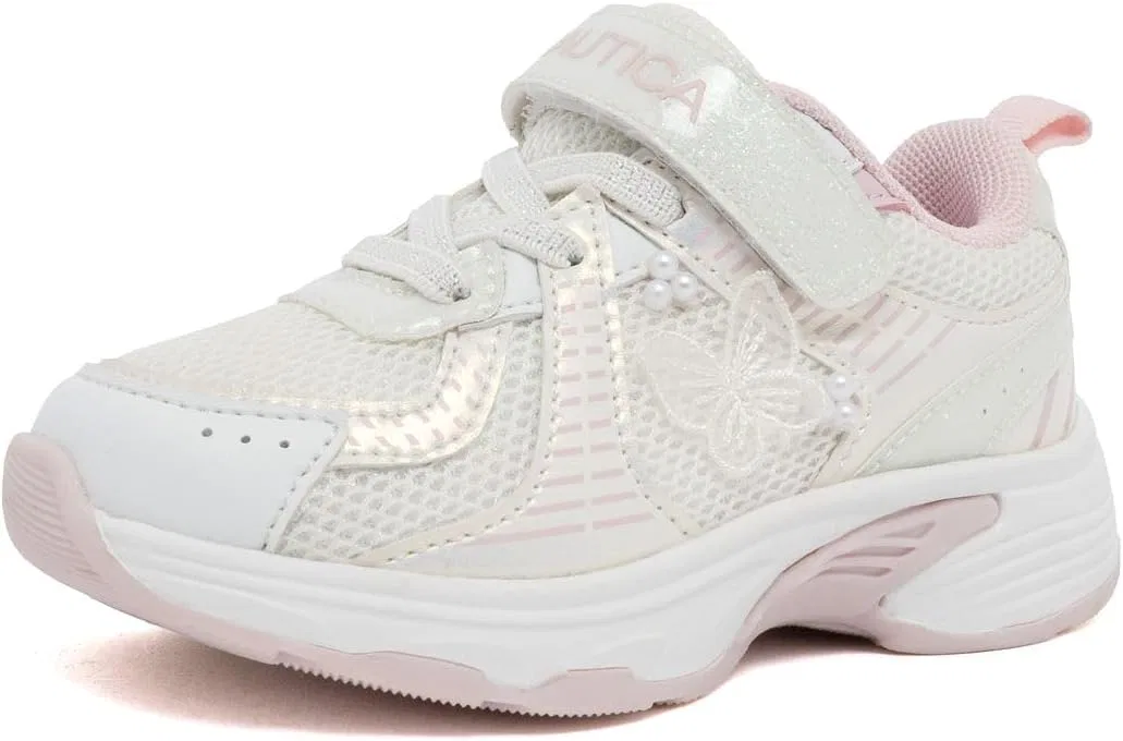 Детские кроссовки с регулируемым ремешком Nautica, White Pink Butterfly