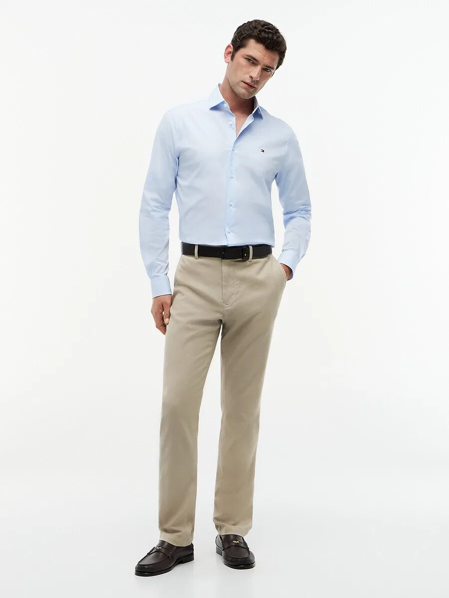 Брюки-чиносы TOMMY HILFIGER Regular 'Denton Straight Textured' бежевого цвета — фото 3