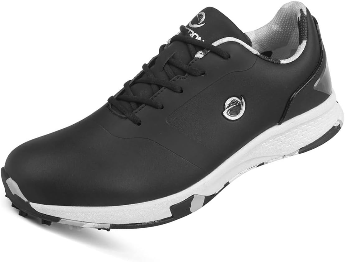 

Водонепроницаемые гольф-кроссовки, повседневные профессиональные кожаные гольф-кеды, легкая обувь без шипов для мужчин Omcam, черный