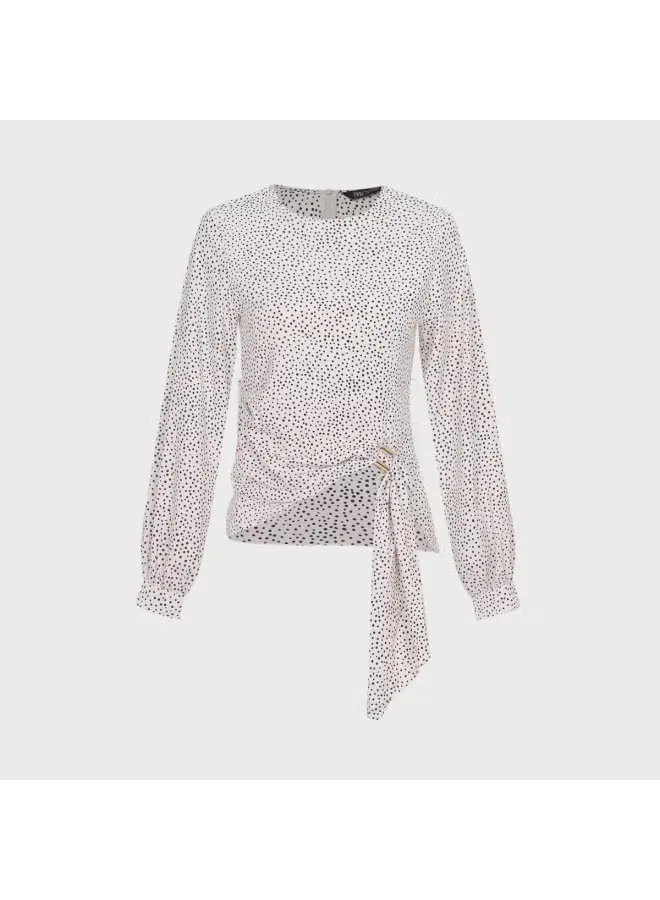 Блузка с бантом-бабочкой и воланами Zara, черно-белый — фото 2